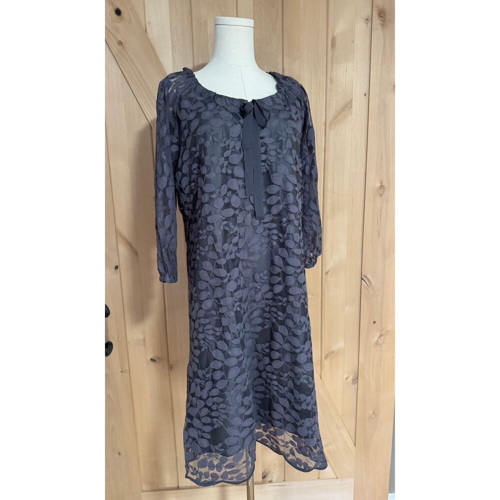 Garnet Hill | Boheme Easy Lace Dress in Gray | Size 12/14